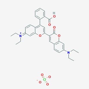 molecular formula C33H33ClN2O9 B1430616 4-(2-Carboxyphenyl)-7-diethylamino-2-(7-diethylamino-2-oxochroman-3-yl)-chromylium perchlorate CAS No. 168206-21-1