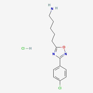 molecular formula C13H17Cl2N3O B1430671 5-[3-(4-Chlorophenyl)-1,2,4-oxadiazol-5-yl]pentan-1-amine hydrochloride CAS No. 1797025-14-9