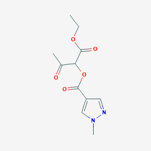 molecular formula C11H14N2O5 B1430677 ethyl 2-(1-methyl-1H-pyrazole-4-carbonyloxy)-3-oxobutanoate CAS No. 1803586-82-4