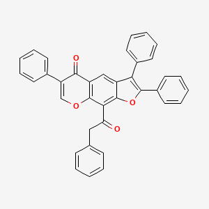 molecular formula C37H24O4 B14307076 2,3,6-Triphenyl-9-(phenylacetyl)-5H-furo[3,2-g][1]benzopyran-5-one CAS No. 113769-38-3