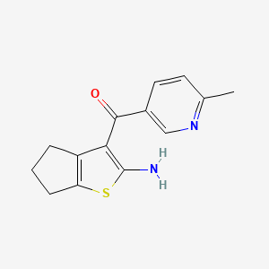 molecular formula C14H14N2OS B1430708 3-(6-methylpyridine-3-carbonyl)-4H,5H,6H-cyclopenta[b]thiophen-2-amine CAS No. 1803610-67-4