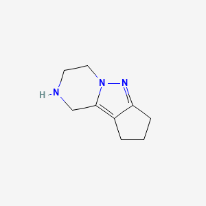 molecular formula C9H13N3 B1430712 7,8,11-Triazatricyclo[6.4.0.0,2,6]dodeca-1,6-diene CAS No. 1566817-46-6