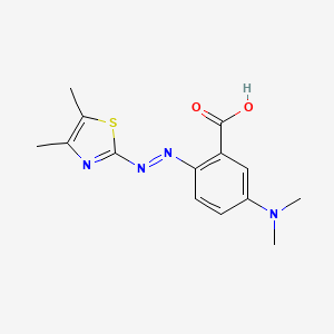 molecular formula C14H16N4O2S B14307244 5-(Dimethylamino)-2-[(E)-(4,5-dimethyl-1,3-thiazol-2-yl)diazenyl]benzoic acid CAS No. 110138-31-3