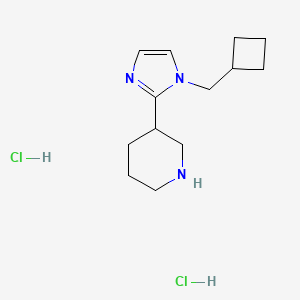 molecular formula C13H23Cl2N3 B1430732 3-[1-(cyclobutylmethyl)-1H-imidazol-2-yl]piperidine dihydrochloride CAS No. 1992996-35-6