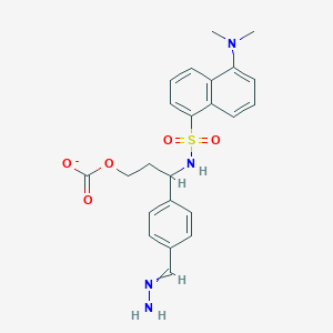 molecular formula C23H25N4O5S- B14307362 3-{[5-(Dimethylamino)naphthalene-1-sulfonyl]amino}-3-[4-(hydrazinylidenemethyl)phenyl]propyl carbonate CAS No. 110232-15-0