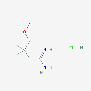 molecular formula C7H15ClN2O B1430740 2-[1-(Methoxymethyl)cyclopropyl]ethanimidamide hydrochloride CAS No. 1803608-29-8