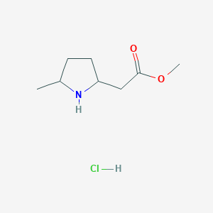 molecular formula C8H16ClNO2 B1430747 2-(5-甲基吡咯烷-2-基)乙酸甲酯盐酸盐 CAS No. 1803610-46-9