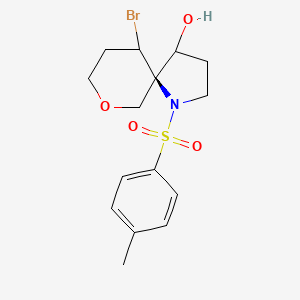 molecular formula C15H20BrNO4S B14307590 7-Oxa-1-azaspiro[4.5]decan-4-ol, 10-bromo-1-[(4-methylphenyl)sulfonyl]-, [4a,5a(R*)]-(9CI) 