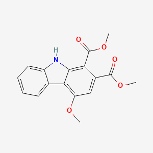 molecular formula C17H15NO5 B14307778 9H-Carbazole-1,2-dicarboxylic acid, 4-methoxy-, dimethyl ester CAS No. 113002-15-6