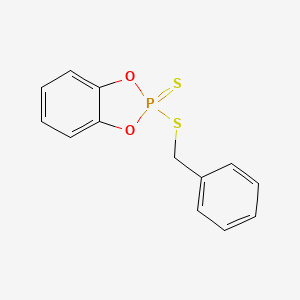 molecular formula C13H11O2PS2 B14307839 2-(Benzylsulfanyl)-2H-1,3,2lambda~5~-benzodioxaphosphole-2-thione CAS No. 117693-47-7