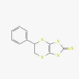 molecular formula C11H8S5 B14307874 1,3-Dithiolo[4,5-b][1,4]dithiin-2-thione, 5,6-dihydro-5-phenyl- CAS No. 111082-47-4