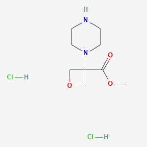 molecular formula C9H18Cl2N2O3 B1430852 Methyl 3-(piperazin-1-yl)oxetane-3-carboxylate dihydrochloride CAS No. 1803566-01-9