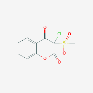 molecular formula C10H7ClO5S B14308574 3-Chloro-3-(methanesulfonyl)-2H-1-benzopyran-2,4(3H)-dione CAS No. 112798-33-1