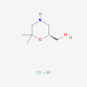 molecular formula C7H16ClNO2 B1430862 (R)-(6,6-Dimethylmorpholin-2-yl)methanol hydrochloride CAS No. 1416444-88-6