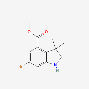 molecular formula C12H14BrNO2 B1430893 Methyl 6-bromo-3,3-dimethyl-2,3-dihydro-1H-indole-4-carboxylate CAS No. 1389264-22-5