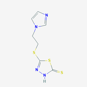 molecular formula C7H8N4S3 B14309003 5-{[2-(1H-Imidazol-1-yl)ethyl]sulfanyl}-1,3,4-thiadiazole-2(3H)-thione CAS No. 114116-95-9