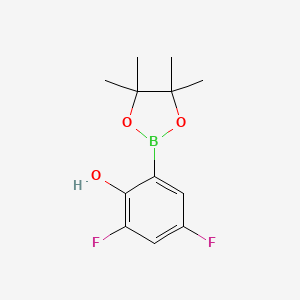 molecular formula C12H15BF2O3 B1430957 2,4-Difluoro-6-(4,4,5,5-tetramethyl-1,3,2-dioxaborolan-2-YL)phenol CAS No. 1451391-16-4