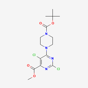 molecular formula C15H20Cl2N4O4 B1430970 Methyl 6-{4-[(tert-butoxy)carbonyl]piperazin-1-yl}-2,5-dichloropyrimidine-4-carboxylate CAS No. 1432896-19-9