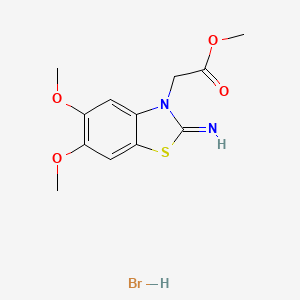molecular formula C12H15BrN2O4S B1431022 methyl 2-(2-imino-5,6-dimethoxybenzo[d]thiazol-3(2H)-yl)acetate hydrobromide CAS No. 1949836-85-4