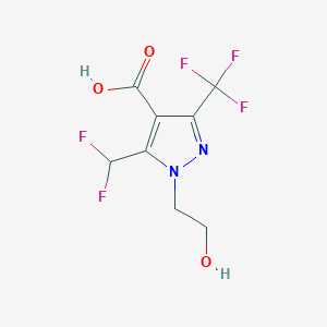 molecular formula C8H7F5N2O3 B1431036 5-(difluoromethyl)-1-(2-hydroxyethyl)-3-(trifluoromethyl)-1H-pyrazole-4-carboxylic acid CAS No. 1394767-43-1