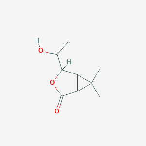 molecular formula C9H14O3 B14310536 4-(1-Hydroxyethyl)-6,6-dimethyl-3-oxabicyclo[3.1.0]hexan-2-one CAS No. 113580-99-7