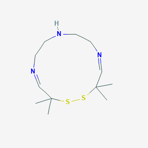 molecular formula C12H23N3S2 B14310582 (4Z,11Z)-3,3,13,13-Tetramethyl-1,2-dithia-5,8,11-triazacyclotrideca-4,11-diene CAS No. 113983-52-1