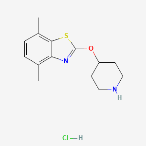 molecular formula C14H19ClN2OS B1431077 4,7-二甲基-2-(哌啶-4-氧基)苯并[d]噻唑盐酸盐 CAS No. 1426290-30-3
