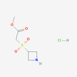 molecular formula C6H12ClNO4S B1431079 Methyl 2-(azetidine-3-sulfonyl)acetate hydrochloride CAS No. 1401785-84-9