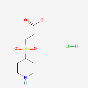 molecular formula C9H18ClNO4S B1431083 Methyl 3-(piperidine-4-sulfonyl)propanoate hydrochloride CAS No. 1823350-83-9