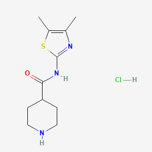 molecular formula C11H18ClN3OS B1431094 N-(4,5-dimethyl-1,3-thiazol-2-yl)piperidine-4-carboxamide hydrochloride CAS No. 1426291-13-5
