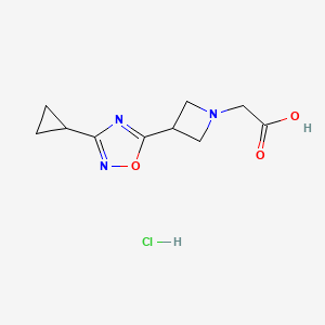 molecular formula C10H14ClN3O3 B1431123 [3-(3-环丙基-1,2,4-恶二唑-5-基)氮杂环丙烷-1-基]乙酸盐酸盐 CAS No. 1426291-27-1
