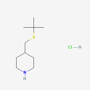 molecular formula C10H22ClNS B1431145 4-[(Tert-butylsulfanyl)methyl]piperidine hydrochloride CAS No. 1864056-03-0