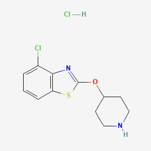 molecular formula C12H14Cl2N2OS B1431146 4-氯-2-(哌啶-4-氧基)苯并[d]噻唑盐酸盐 CAS No. 2034468-32-9