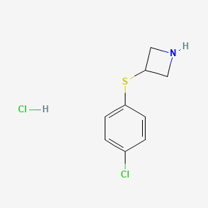 molecular formula C9H11Cl2NS B1431173 3-[(4-氯苯基)硫代]氮杂环丁烷盐酸盐 CAS No. 1864014-16-3