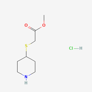 molecular formula C8H16ClNO2S B1431175 Methyl 2-(piperidin-4-ylsulfanyl)acetate hydrochloride CAS No. 1864062-34-9