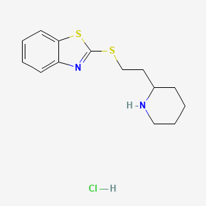 molecular formula C14H19ClN2S2 B1431177 2-([2-(Piperidin-2-YL)ethyl]sulfanyl)-1,3-benzothiazole hydrochloride CAS No. 1864064-15-2