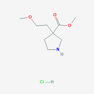 molecular formula C9H18ClNO3 B1431255 3-(2-甲氧基乙基)吡咯烷-3-羧酸甲酯盐酸盐 CAS No. 1384427-44-4
