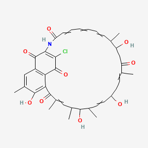 B1431332 31-Chloro-4,10,14,20-tetrahydroxy-3,7,9,11,17,21-hexamethyl-29-azatricyclo[28.3.1.05,33]tetratriaconta-1(33),2,4,7,12,16,22,24,26,30-decaene-6,18,28,32,34-pentone CAS No. 86825-88-9