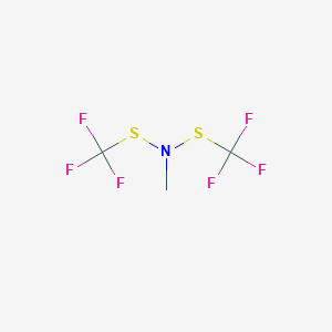 molecular formula C3H3F6NS2 B14313443 N,N-Bis[(trifluoromethyl)sulfanyl]methanamine CAS No. 111863-10-6