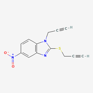 molecular formula C13H9N3O2S B14313549 5-Nitro-1-(prop-2-yn-1-yl)-2-[(prop-2-yn-1-yl)sulfanyl]-1H-benzimidazole CAS No. 112093-95-5