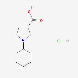 molecular formula C11H20ClNO2 B1431362 1-Cyclohexylpyrrolidine-3-carboxylic acid hydrochloride CAS No. 1375474-24-0