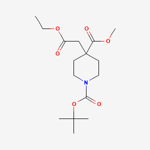 B1431384 Methyl 1-BOC-4-(2-ethoxy-2-oxoethyl)piperidine-4-carboxylate CAS No. 1423037-40-4