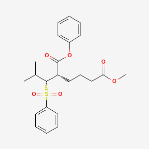 Hexanedioic acid, 2-(2-methyl-1-(phenylsulfonyl)propyl)-, 6-methyl 1-phenyl ester, (R*,S*)-