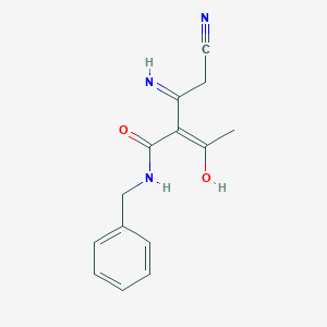 molecular formula C14H15N3O2 B14314662 (Z)-N-benzyl-2-(2-cyanoethanimidoyl)-3-hydroxybut-2-enamide 