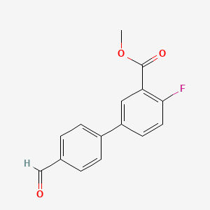 molecular formula C15H11FO3 B1431520 Methyl 2-fluoro-5-(4-formylphenyl)benzoate CAS No. 1393442-20-0