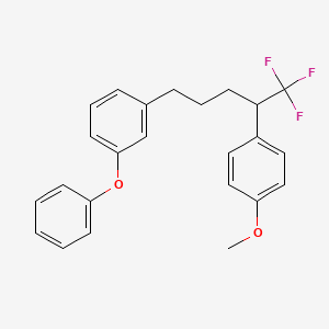 molecular formula C24H23F3O2 B14315613 Benzene, 1-phenoxy-3-[5,5,5-trifluoro-4-(4-methoxyphenyl)pentyl]- CAS No. 113242-73-2