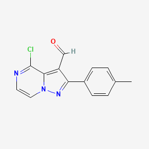 molecular formula C14H10ClN3O B1431574 4-Chloro-2-(4-methylphenyl)pyrazolo[1,5-a]pyrazine-3-carbaldehyde CAS No. 1610377-21-3