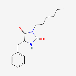 molecular formula C16H22N2O2 B14315749 2,4-Imidazolidinedione, 3-hexyl-5-(phenylmethyl)- CAS No. 111897-27-9