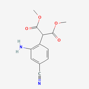 molecular formula C12H12N2O4 B1431623 1,3-Dimethyl 2-(2-amino-4-cyanophenyl)propanedioate CAS No. 1373232-54-2