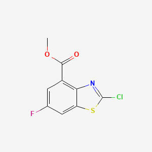 molecular formula C9H5ClFNO2S B1431625 2-Chloro-6-fluorobenzothiazole-4-carboxylic acid methyl ester CAS No. 1190321-72-2